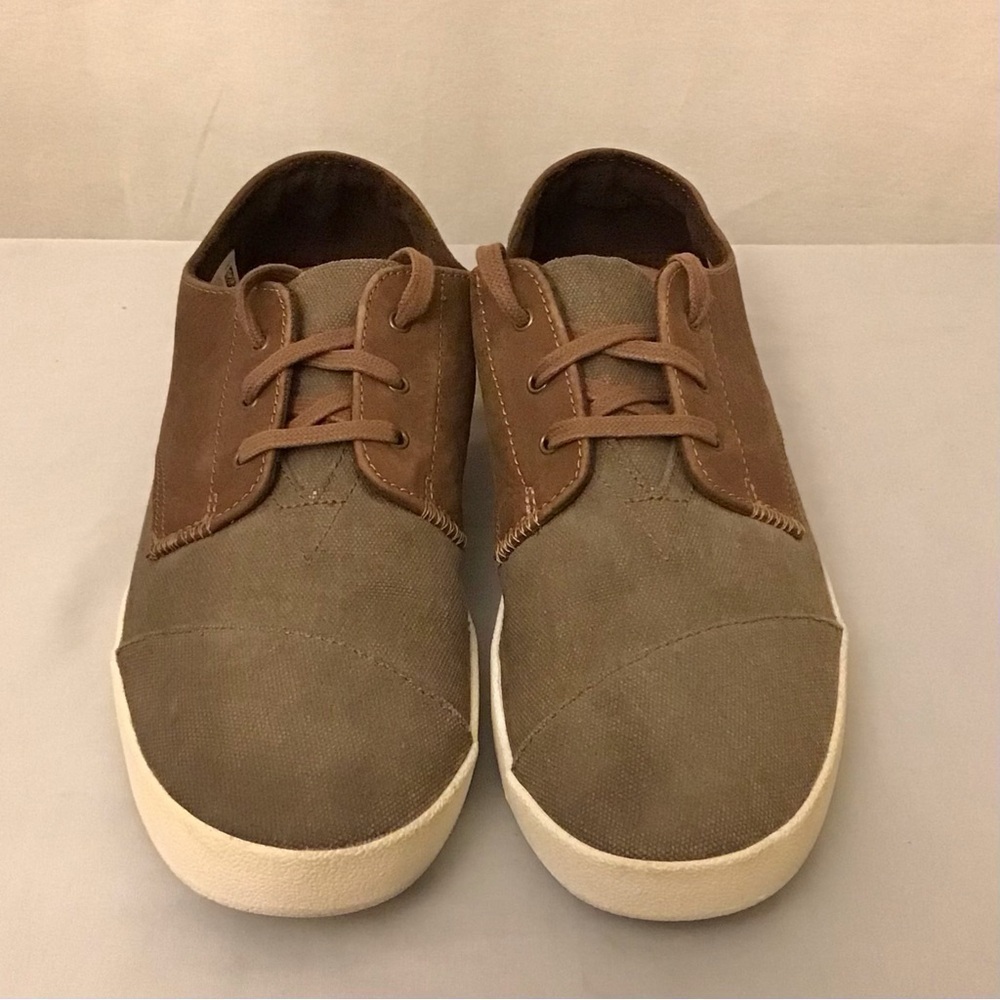 Toms 13 Paseo Sneakers Canvas Leather Brown Lace Up Mens Shoes - Picture 4 of 10